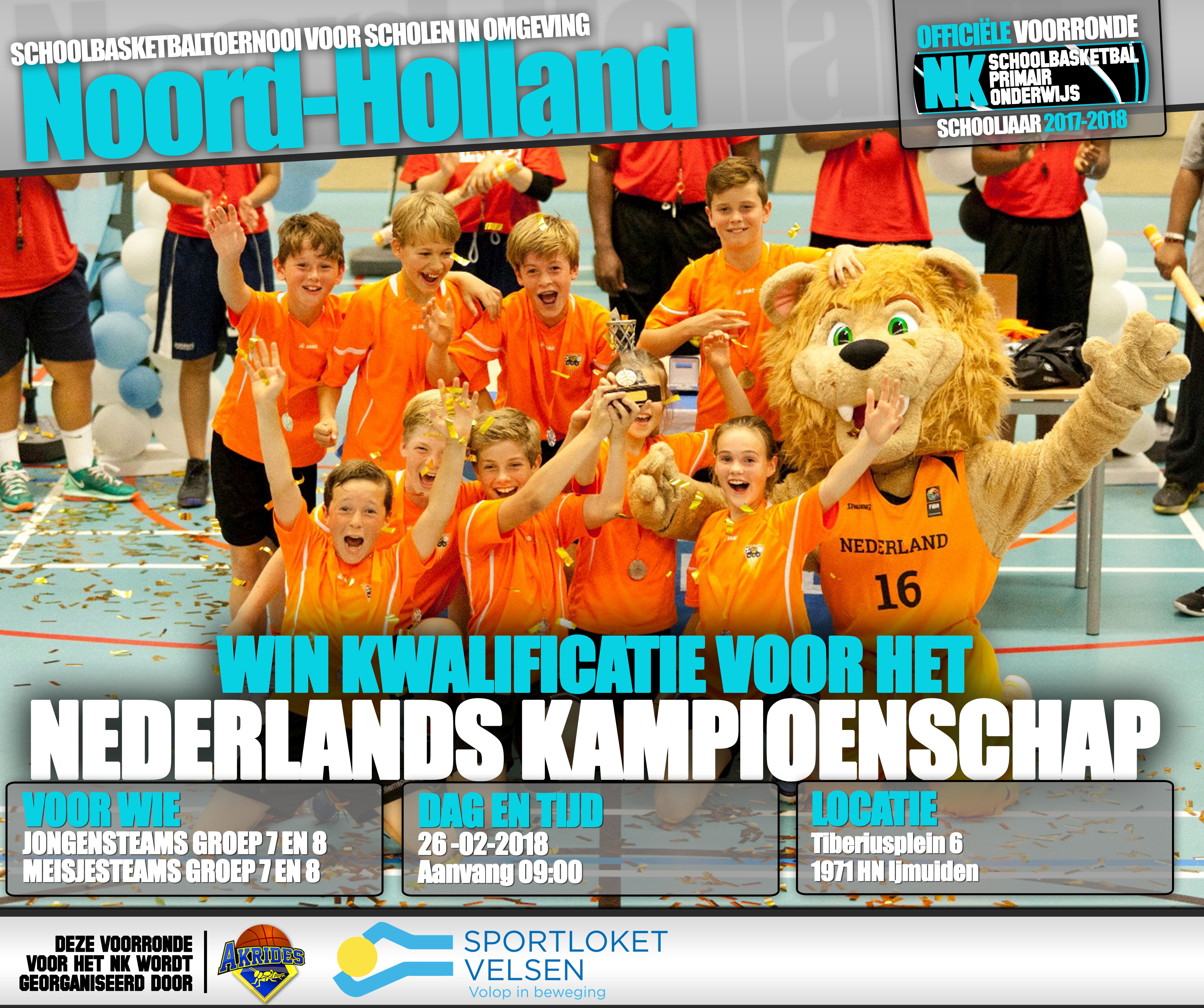 Wie wint een kwalificatie voor het NK schoolbasketbaltoernooi. 